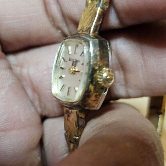 Vintage Bulova P-0 Ladies Gold Plated Cocktail Watch Mechanical Wind Working - Picture 7 of 12